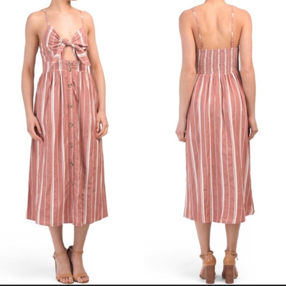 Japna Striped Dress Maxi in Coral & Cream